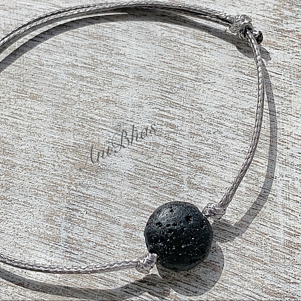 Lava Stone Men’s Wax Cord Adjustable Bracelet